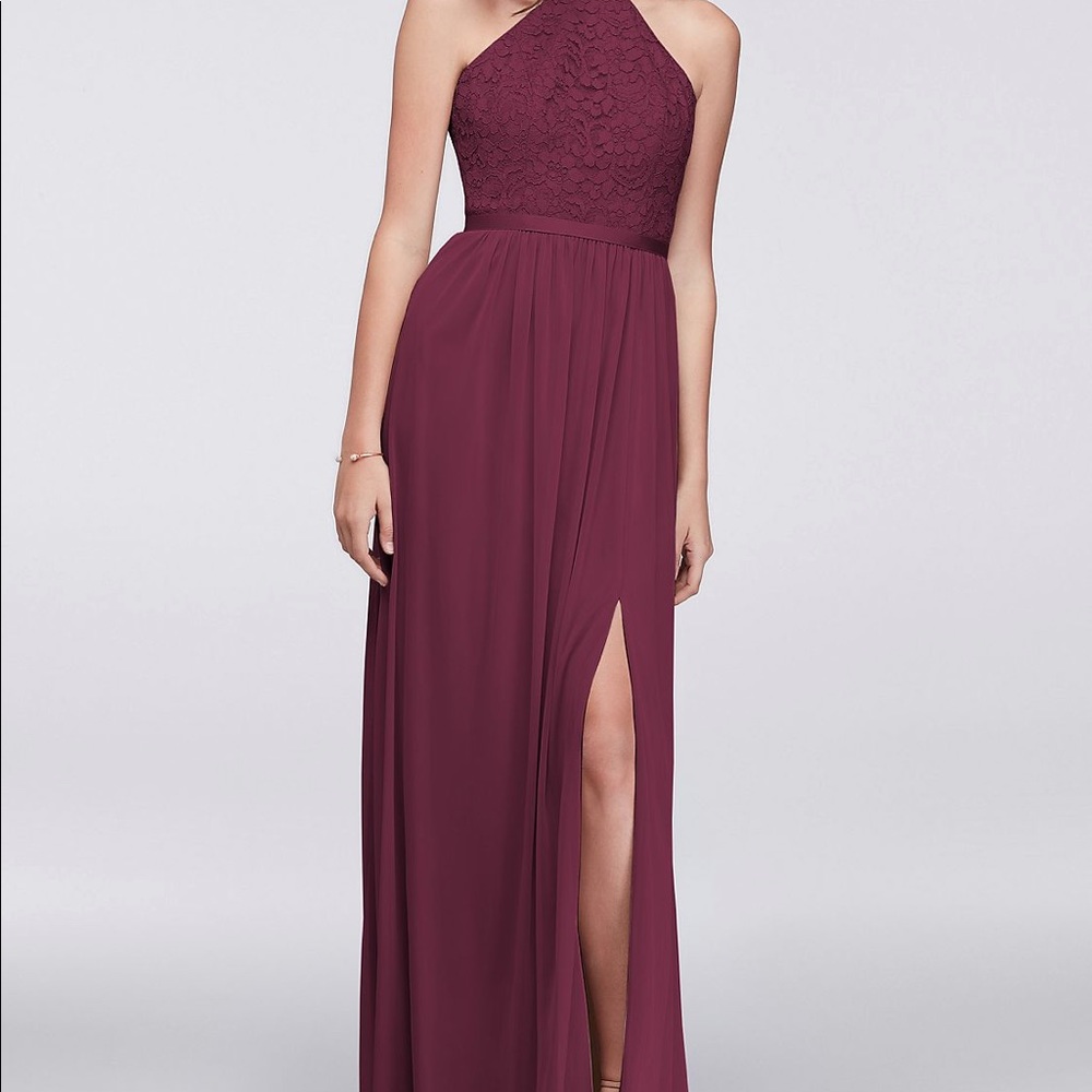 David’s Bridal Open Back Lace and Mesh Dress